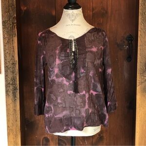 J. Crew Purple and Pink Blouse with Square Beading